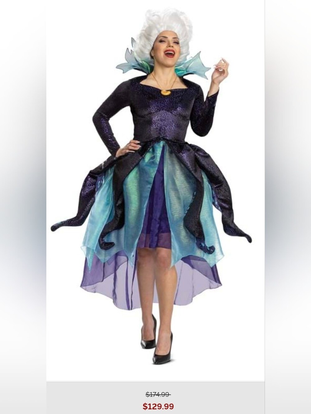 New Disney Little Mermaid Teal, Black, Purple Accented Apparel, Large, 14/16